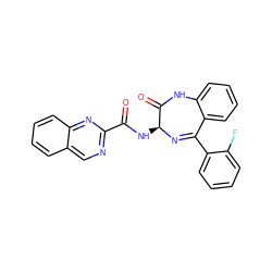 O=C(N[C@@H]1N=C(c2ccccc2F)c2ccccc2NC1=O)c1ncc2ccccc2n1 ZINC000013601773