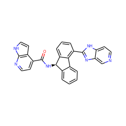 O=C(N[C@@H]1c2ccccc2-c2c(-c3nc4cnccc4[nH]3)cccc21)c1ccnc2[nH]ccc12 ZINC000072318449