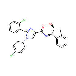 O=C(N[C@@H]1c2ccccc2C[C@@H]1O)c1cn(-c2ccc(Cl)cc2)c(-c2ccccc2Cl)n1 ZINC000028702512