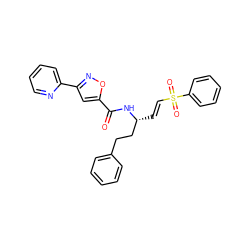 O=C(N[C@H](/C=C/S(=O)(=O)c1ccccc1)CCc1ccccc1)c1cc(-c2ccccn2)no1 ZINC000049020502