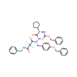 O=C(N[C@H](C(=O)N[C@H](Cc1ccc(OCc2ccccc2)cc1)C(=O)C(F)(F)C(=O)NCc1ccccc1)C1CCCC1)OCc1ccccc1 ZINC000026499035