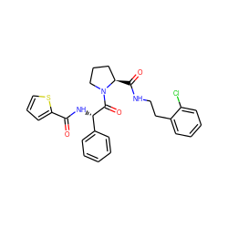 O=C(N[C@H](C(=O)N1CCC[C@H]1C(=O)NCCc1ccccc1Cl)c1ccccc1)c1cccs1 ZINC000095605681