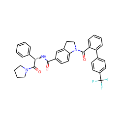 O=C(N[C@H](C(=O)N1CCCC1)c1ccccc1)c1ccc2c(c1)CCN2C(=O)c1ccccc1-c1ccc(C(F)(F)F)cc1 ZINC000036184496