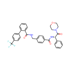 O=C(N[C@H](C(=O)N1CCOCC1)c1ccccc1)c1ccc(CNC(=O)c2ccccc2-c2ccc(C(F)(F)F)cc2)cc1 ZINC000036184493