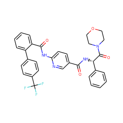 O=C(N[C@H](C(=O)N1CCOCC1)c1ccccc1)c1ccc(NC(=O)c2ccccc2-c2ccc(C(F)(F)F)cc2)nc1 ZINC000036184505