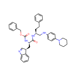 O=C(N[C@H](C[C@@H]1C=Nc2ccccc21)C(=O)N[C@@H](CCc1ccccc1)CNc1ccc(N2CCCCC2)cc1)OCc1ccccc1 ZINC000028005822