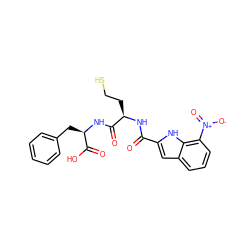 O=C(N[C@H](CCS)C(=O)N[C@H](Cc1ccccc1)C(=O)O)c1cc2cccc([N+](=O)[O-])c2[nH]1 ZINC000036185312