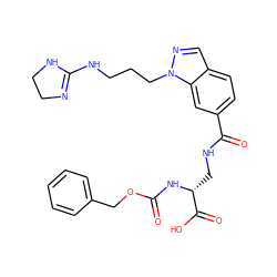 O=C(N[C@H](CNC(=O)c1ccc2cnn(CCCNC3=NCCN3)c2c1)C(=O)O)OCc1ccccc1 ZINC000027648926