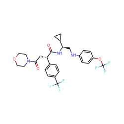 O=C(N[C@H](CNc1ccc(OC(F)(F)F)cc1)C1CC1)[C@@H](CC(=O)N1CCOCC1)c1ccc(C(F)(F)F)cc1 ZINC000014971807