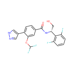 O=C(N[C@H](CO)c1c(F)cccc1F)c1ccc(-c2cn[nH]c2)c(OC(F)F)c1 ZINC001772637738