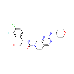 O=C(N[C@H](CO)c1ccc(Cl)c(F)c1)N1CCc2cnc(NC3CCOCC3)nc2C1 ZINC000169331847