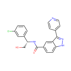 O=C(N[C@H](CO)c1cccc(Cl)c1)c1ccc2[nH]nc(-c3ccncc3)c2c1 ZINC000653843511