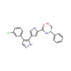 O=C(N[C@H](CO)c1ccccc1)c1cc(-c2[nH]ncc2-c2cccc(Cl)c2)c[nH]1 ZINC000014959189