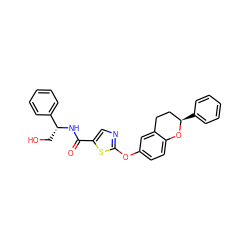 O=C(N[C@H](CO)c1ccccc1)c1cnc(Oc2ccc3c(c2)CC[C@@H](c2ccccc2)O3)s1 ZINC000169710623