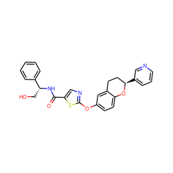 O=C(N[C@H](CO)c1ccccc1)c1cnc(Oc2ccc3c(c2)CC[C@@H](c2cccnc2)O3)s1 ZINC000169710654