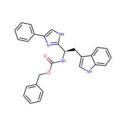 O=C(N[C@H](Cc1c[nH]c2ccccc12)c1nc(-c2ccccc2)c[nH]1)OCc1ccccc1 ZINC000028104513