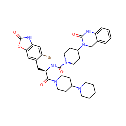 O=C(N[C@H](Cc1cc2oc(=O)[nH]c2cc1Br)C(=O)N1CCC(N2CCCCC2)CC1)N1CCC(N2Cc3ccccc3NC2=O)CC1 ZINC000095591896