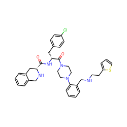 O=C(N[C@H](Cc1ccc(Cl)cc1)C(=O)N1CCN(c2ccccc2CNCCc2cccs2)CC1)[C@H]1Cc2ccccc2CN1 ZINC000028340045