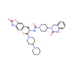 O=C(N[C@H](Cc1ccc2[nH]c(=O)oc2c1)C(=O)N1CCC(N2CCCCC2)CC1)N1CCC(N2Cc3ccccc3NC2=O)CC1 ZINC000084688159