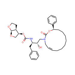 O=C(N[C@H](Cc1ccccc1)[C@@H](O)CN1C/C=C\CCCCCCC[C@H](c2ccccc2)OC1=O)O[C@H]1CO[C@H]2OCC[C@@H]12 ZINC000029570969