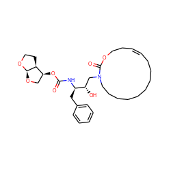 O=C(N[C@H](Cc1ccccc1)[C@@H](O)CN1CCCCCCCCC/C=C/CCOC1=O)O[C@H]1CO[C@H]2OCC[C@@H]12 ZINC000026148886