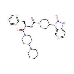 O=C(N[C@H](Cc1ccccc1)C(=O)N1CCC(N2CCCCC2)CC1)N1CCC(n2c(=O)[nH]c3ccccc32)CC1 ZINC000084703600