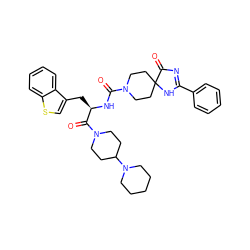 O=C(N[C@H](Cc1csc2ccccc12)C(=O)N1CCC(N2CCCCC2)CC1)N1CCC2(CC1)NC(c1ccccc1)=NC2=O ZINC000084708781