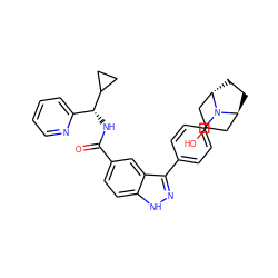 O=C(N[C@H](c1ccccn1)C1CC1)c1ccc2[nH]nc(-c3ccc(N4[C@H]5CC[C@H]4CC(O)C5)cc3)c2c1 ZINC000207484497