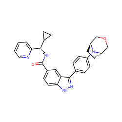 O=C(N[C@H](c1ccccn1)C1CC1)c1ccc2[nH]nc(-c3ccc(N4[C@H]5CC[C@H]4COC5)cc3)c2c1 ZINC000299863650