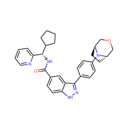 O=C(N[C@H](c1ccccn1)C1CCCC1)c1ccc2[nH]nc(-c3ccc(N4[C@H]5CC[C@H]4COC5)cc3)c2c1 ZINC000207484366