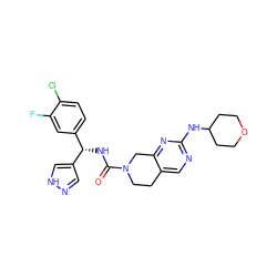 O=C(N[C@H](c1cn[nH]c1)c1ccc(Cl)c(F)c1)N1CCc2cnc(NC3CCOCC3)nc2C1 ZINC000202116515