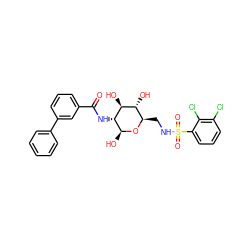 O=C(N[C@H]1[C@H](O)O[C@H](CNS(=O)(=O)c2cccc(Cl)c2Cl)[C@@H](O)[C@@H]1O)c1cccc(-c2ccccc2)c1 ZINC000653912857