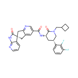 O=C(N[C@H]1C[C@@H](c2cccc(F)c2F)CN(CC2CCC2)C1=O)c1cnc2c(c1)C[C@@]1(C2)C(=O)Nc2ncccc21 ZINC000200701926