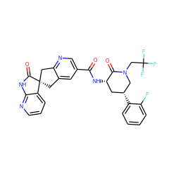 O=C(N[C@H]1C[C@@H](c2ccccc2F)CN(CC(F)(F)F)C1=O)c1cnc2c(c1)C[C@@]1(C2)C(=O)Nc2ncccc21 ZINC000200747594