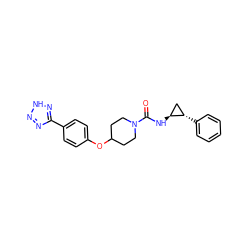 O=C(N[C@H]1C[C@@H]1c1ccccc1)N1CCC(Oc2ccc(-c3nn[nH]n3)cc2)CC1 ZINC000103269888