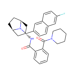 O=C(N[C@H]1C[C@@H]2CC[C@H](C1)N2Cc1ccc2cc(F)ccc2c1)c1ccccc1C(=O)N1CCCCC1 ZINC000103231424