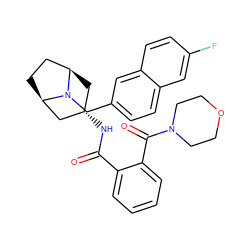 O=C(N[C@H]1C[C@@H]2CC[C@H](C1)N2Cc1ccc2cc(F)ccc2c1)c1ccccc1C(=O)N1CCOCC1 ZINC000103231429