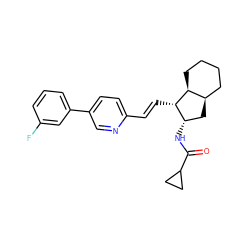 O=C(N[C@H]1C[C@@H]2CCCC[C@@H]2[C@H]1/C=C/c1ccc(-c2cccc(F)c2)cn1)C1CC1 ZINC000103247462