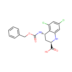 O=C(N[C@H]1C[C@H](C(=O)O)Nc2cc(Cl)cc(Cl)c21)OCc1ccccc1 ZINC000013455346