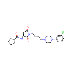 O=C(N[C@H]1CC(=O)N(CCCCN2CCN(c3cccc(Cl)c3)CC2)C1=O)C1CCCC1 ZINC000028819938