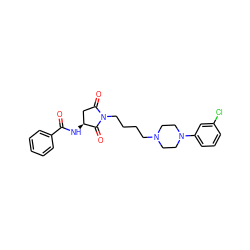 O=C(N[C@H]1CC(=O)N(CCCCN2CCN(c3cccc(Cl)c3)CC2)C1=O)c1ccccc1 ZINC000040916614