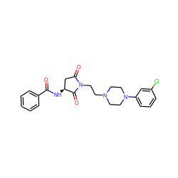 O=C(N[C@H]1CC(=O)N(CCN2CCN(c3cccc(Cl)c3)CC2)C1=O)c1ccccc1 ZINC000040918740