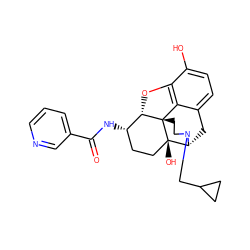 O=C(N[C@H]1CC[C@@]2(O)[C@H]3Cc4ccc(O)c5c4[C@@]2(CCN3CC2CC2)[C@H]1O5)c1cccnc1 ZINC000040900888