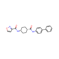 O=C(N[C@H]1CC[C@@H](C(=O)Nc2ccc(-c3ccccc3)cc2)CC1)c1ccon1 ZINC000261138202