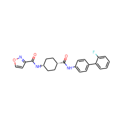 O=C(N[C@H]1CC[C@@H](C(=O)Nc2ccc(-c3ccccc3F)cc2)CC1)c1ccon1 ZINC000261155814