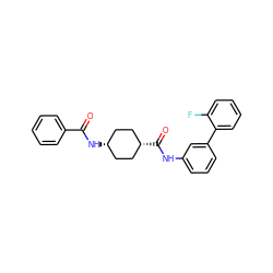 O=C(N[C@H]1CC[C@@H](C(=O)Nc2cccc(-c3ccccc3F)c2)CC1)c1ccccc1 ZINC000261134726