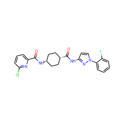 O=C(N[C@H]1CC[C@@H](C(=O)Nc2ccn(-c3ccccc3F)n2)CC1)c1cccc(Cl)n1 ZINC000261127308