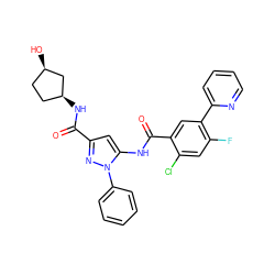 O=C(N[C@H]1CC[C@@H](O)C1)c1cc(NC(=O)c2cc(-c3ccccn3)c(F)cc2Cl)n(-c2ccccc2)n1 ZINC001772617862