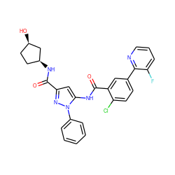 O=C(N[C@H]1CC[C@@H](O)C1)c1cc(NC(=O)c2cc(-c3ncccc3F)ccc2Cl)n(-c2ccccc2)n1 ZINC001772585450