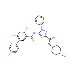 O=C(N[C@H]1CC[C@@H](O)CC1)c1cc(NC(=O)c2cc(-c3ccc(F)cn3)c(Cl)cc2Cl)n(-c2ccccc2)n1 ZINC001772576182